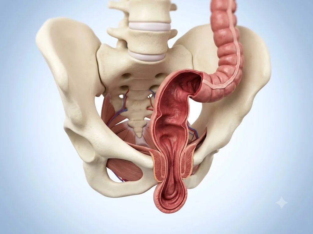 Ilustración médica sobre ETS anorrectal