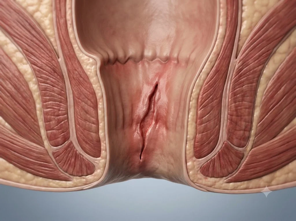 Ilustración médica sobre fisura anal