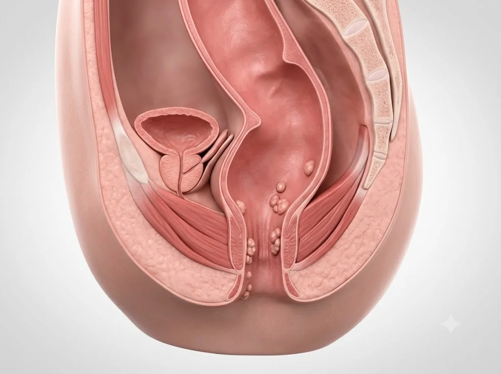 Ilustración médica sobre prolapso rectal